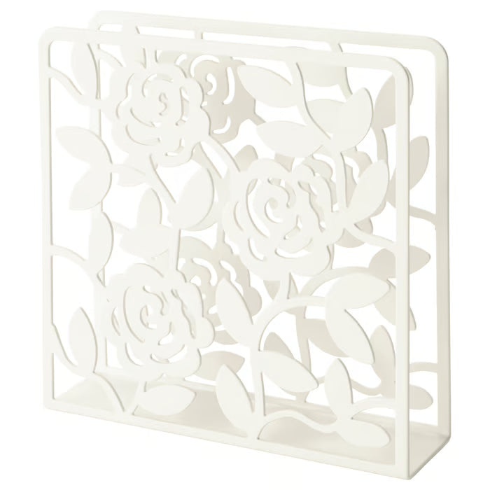 IKEA LIKSIDIG white napkin holder front view standing on table with napkins #80215718