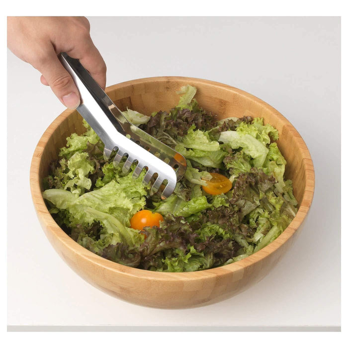 IKEA  SKOGHALL Salad tongs with BLANDA BLANK Serving Bowl, Stainless Steel, 28 cm