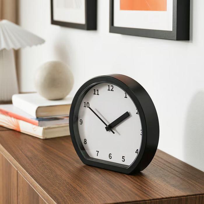 IKEA Home Decor Set - LÖVGRODA Minimalist Black Clock (22x20 cm) & LADDA High-Performance Rechargeable Batteries (AA, 4-Pack)