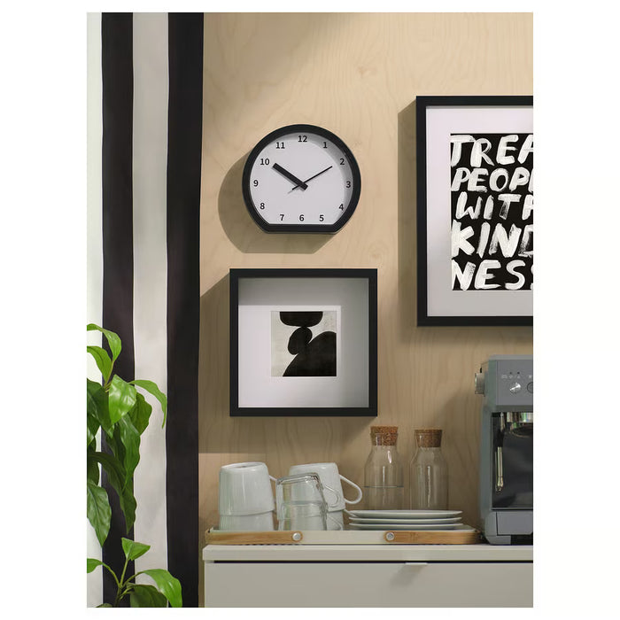 IKEA Home Decor Set - LÖVGRODA Minimalist Black Clock (22x20 cm) & LADDA High-Performance Rechargeable Batteries (AA, 4-Pack)