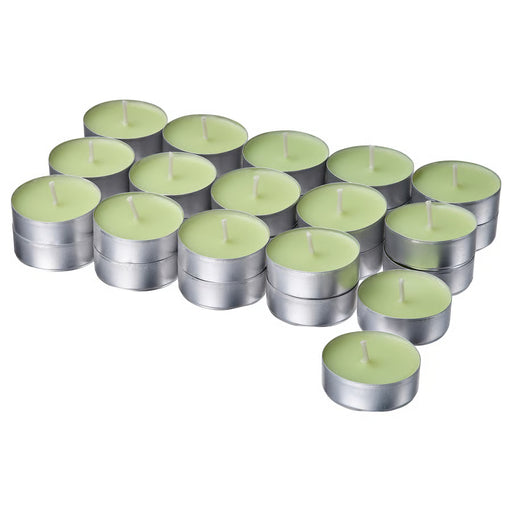 IKEA LÖVSKOGSLUND scented tealights apple light green in silver metal holders, set of 30 #60582104