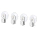 IKEA GLÖMSTA white suction cup hook pack of 4 attached to kitchen tiles front view #80359071