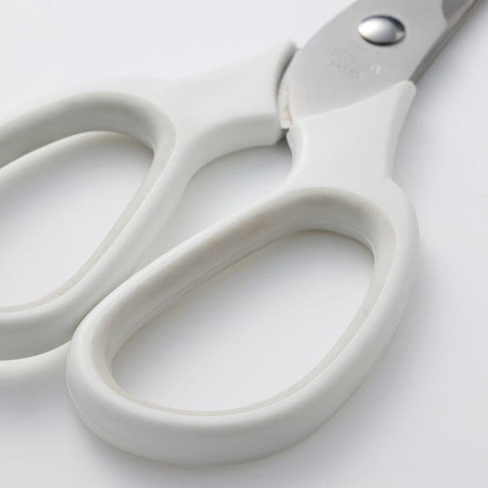 IKEA MÄRKBART white scissors open flat lay showing smooth ergonomic handles and aligned blades
