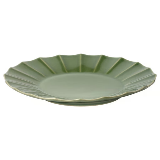 IKEA MÄVINN green stoneware plate scalloped edge hand-crafted design #90601634