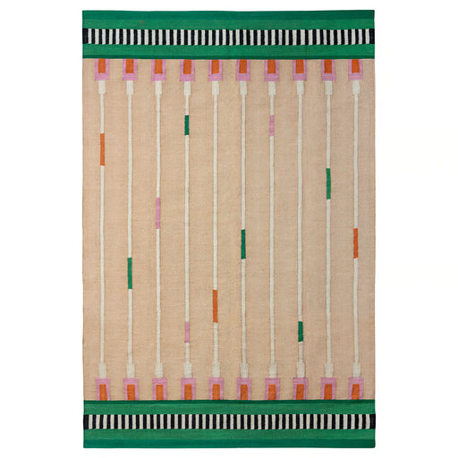 IKEA MÄVINN handwoven jute rug beige green wool accents flatwoven pattern #70601625