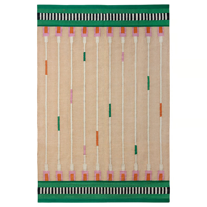 IKEA MÄVINN handwoven jute rug beige green wool accents flatwoven pattern #70601625