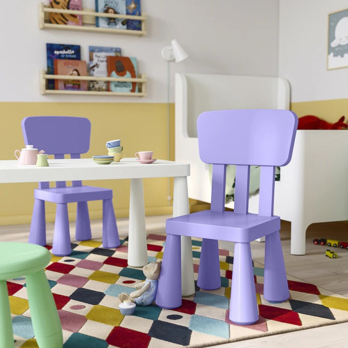 Lilac children's chair, lightweight and durable, IKEA MAMMUT series