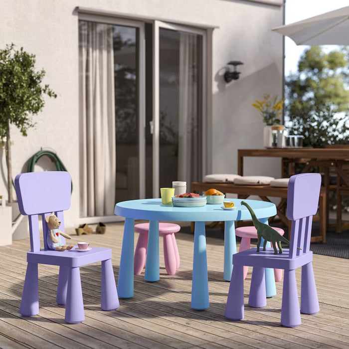 IKEA MAMMUT children's chair, ideal for outdoor and indoor use, lilac finish