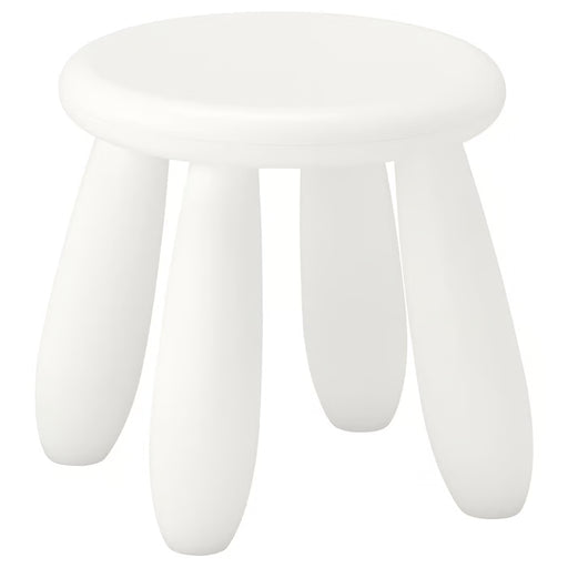 IKEA MAMMUT children's stool white round seat four legs polypropylene plastic indoor outdoor #30176644