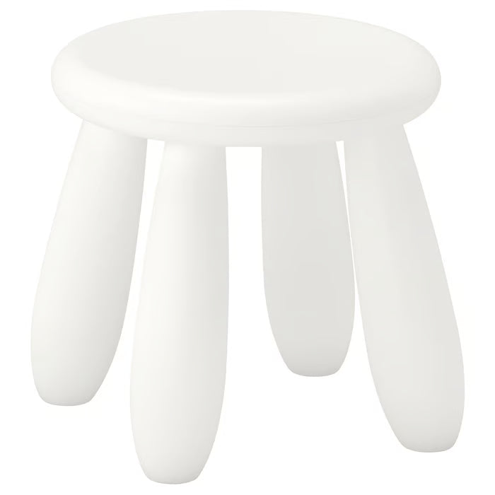 IKEA MAMMUT children's stool white round seat four legs polypropylene plastic indoor outdoor #30176644