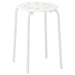 IKEA MARIUS white round stool with perforated seat and slim metal legs front view #30184050
