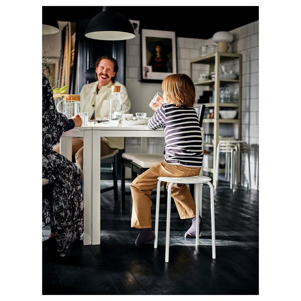 IKEA MARIUS white stool 45cm seat height styled in a modern living room setting