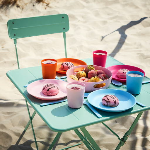 IKEA MARULK 21-piece picnic set pink/blue for 4 people with plates, mugs and cutlery #00617390