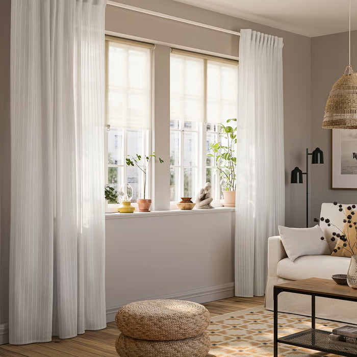 IKEA MATILDA white sheer curtains folded showing full length and width