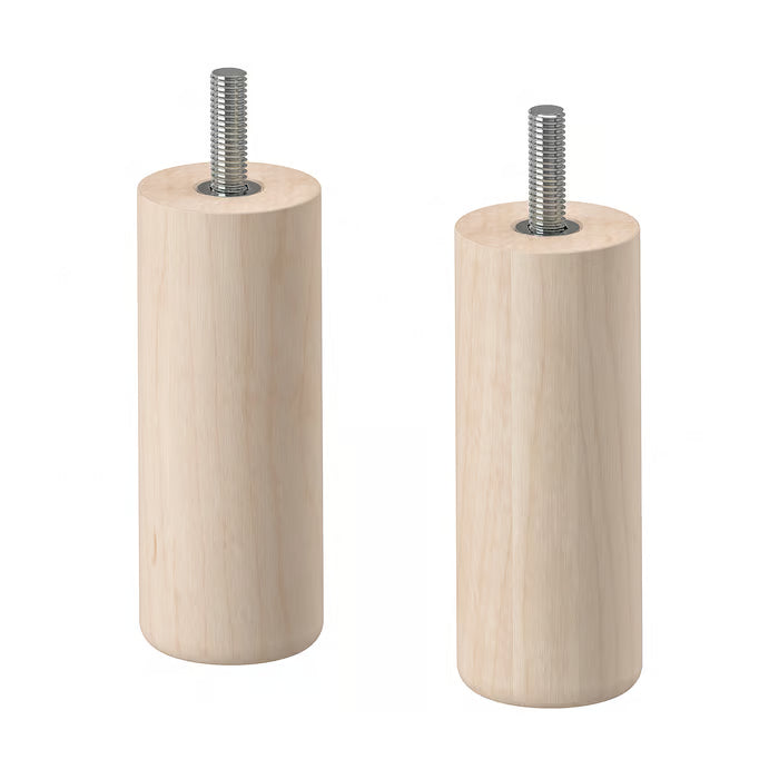  IKEA MEJARP birch solid wood cylindrical legs pair with metal screw fittings top view #50489917