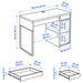 IKEA MICKE desk anthracite red top-down view showing tabletop surface and red leg detail