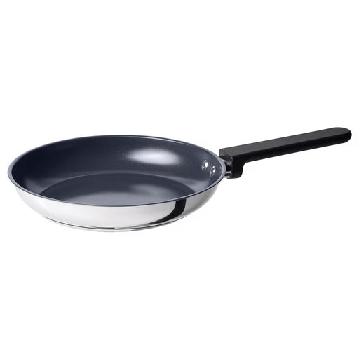 IKEA MIDDAGSMAT stainless steel frying pan 24cm with black handle, non-stick ceramic coating #10545227