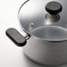IKEA MIDDAGSMAT pot with glass lid side view showing handles and knob detail