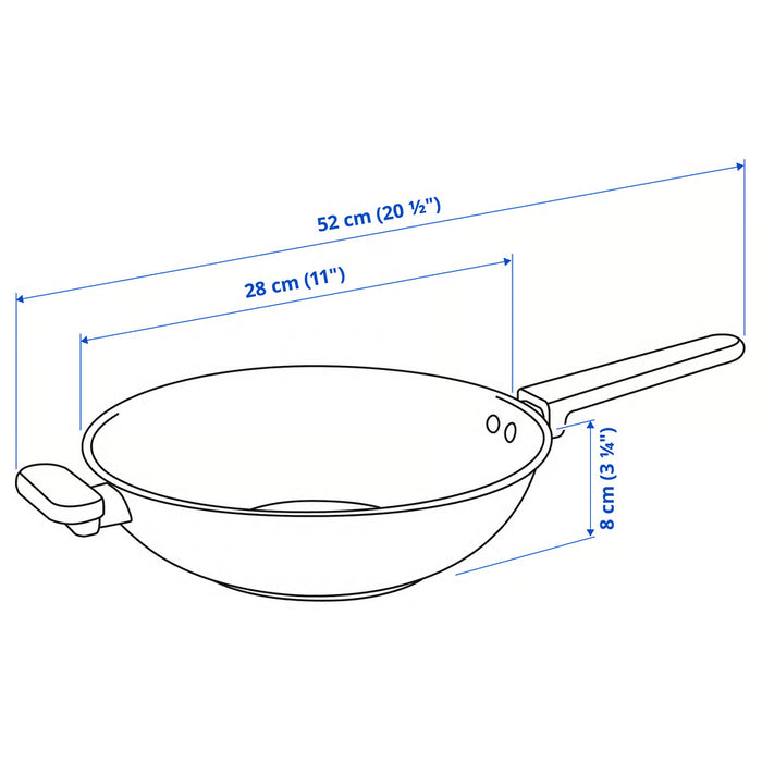 IKEA MIDDAGSMAT Wok, non-stick coating/stainless steel, 28 cm (11 ")