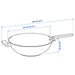 IKEA MIDDAGSMAT wok product illustration showing diameter height and length measurements
