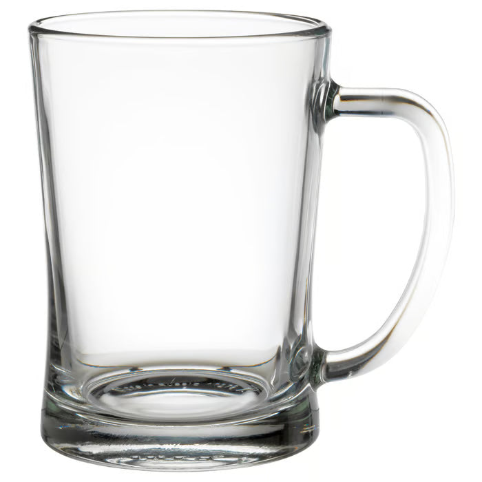 IKEA MJÖD beer tankard clear glass with handle front view classic design #40179604