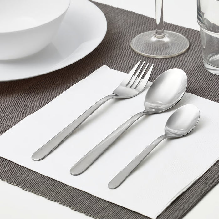 IKEA MOPSIG cutlery set styled table setting fork spoon teaspoon with plate and glass