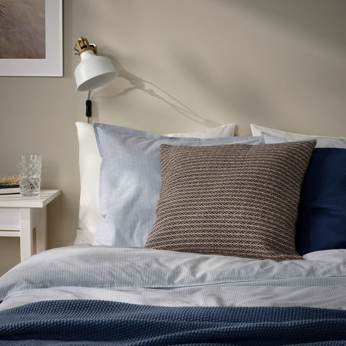 IKEA MOROTSMÖTT cushion cover in grey-beige and anthracite, 50x50 cm (20x20 inches). 70571100