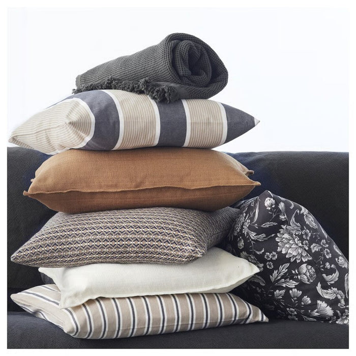 Modern geometric-patterned cushion cover in earthy grey-beige and charcoal tones, perfect for contemporary interiors.70571100