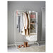 IKEA MULIG white clothes rack combined with MULIG shelves and storage drawers