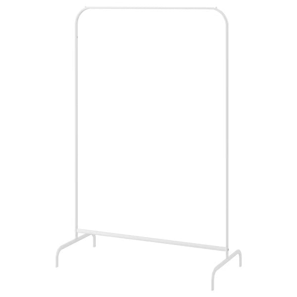 IKEA MULIG white clothes rack 99x152 cm front view steel frame with plastic feet #80179433