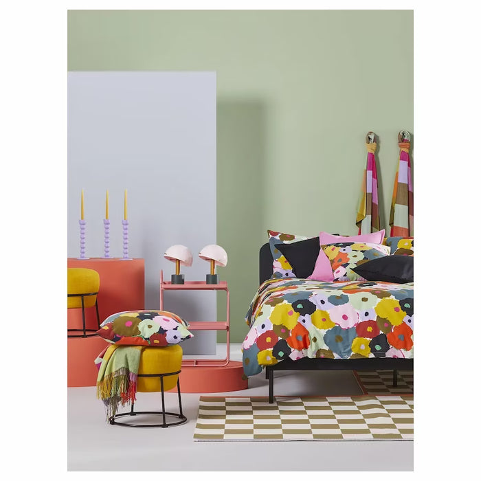 KEA Bedding Set - MURREVA Floral Duvet Cover & Pillowcase Set (Multicolor) with SILVERTOPP Light Warm Duvet (150x200 cm)