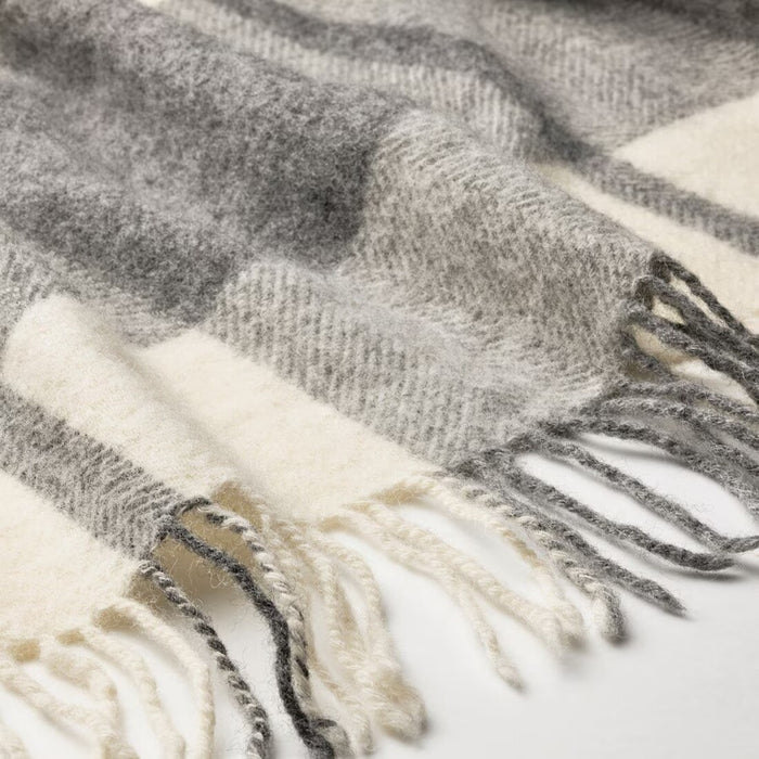 Close-up of the IKEA MYRULL Throw, light grey, 130x170 cm, showing its soft texture 70563483