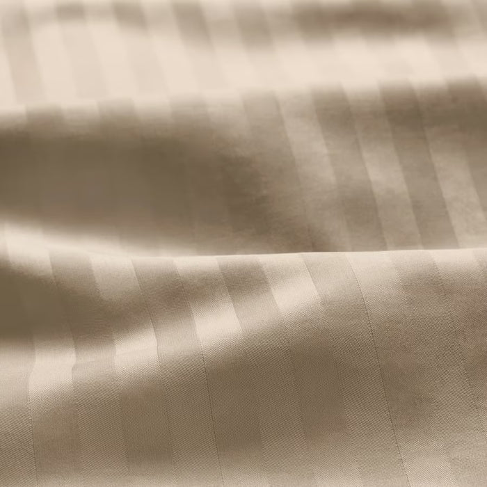 IKEA NATTJASMIN duvet cover light beige sateen fabric showing subtle lustre and stripe texture