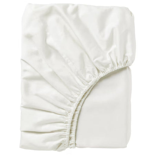 IKEA NATTJASMIN fitted sheet in white, 140x200 cm (55x79 inches). Soft and smooth bedding for a comfortable sleep-20337001