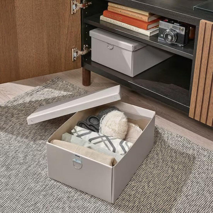 IKEA NIMM Storage box with lid, light grey-beige, 32x30x30 cm , 25x35x15 cm  ( 2 types )