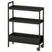 IKEA NISSAFORS black slim rolling trolley 50.5x19x67 cm three mesh shelves kitchen storage #90602983