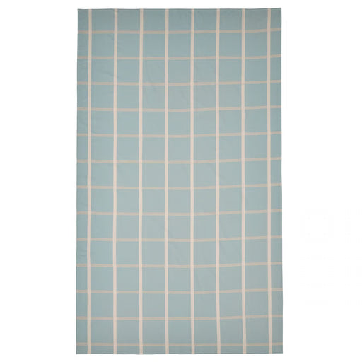 IKEA NISSÖGA blue and beige grid pattern cotton-jute tablecloth, 145x240 cm #60555049