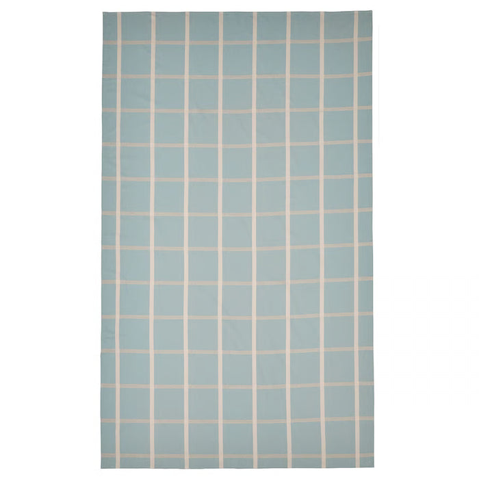 IKEA NISSÖGA blue and beige grid pattern cotton-jute tablecloth, 145x240 cm #60555049