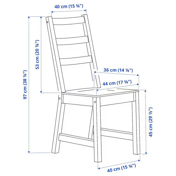 Dimensions for Elegant black IKEA NORDVIKEN wooden chair-  70369546
