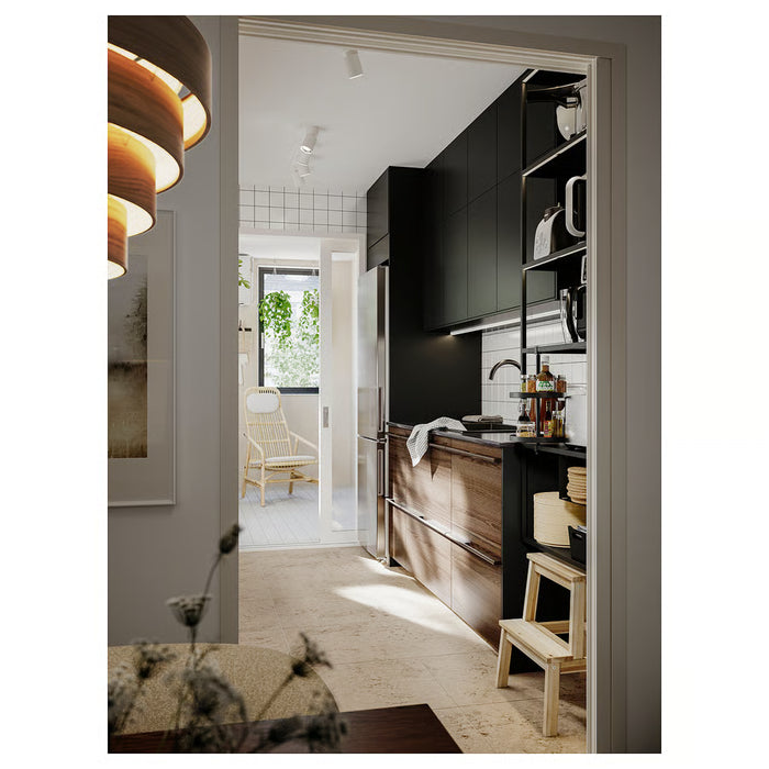 IKEA NYMÅNE white single spot ceiling light angled view showing tilt and rotation range