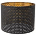 NYMÖ pendant lamp shade in black fabric with brass-colored metal rim, 44 cm diameter.