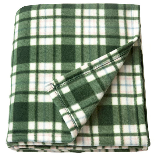IKEA ODENSLÄTA dark green check pattern blanket folded, 200x220 cm #00658045