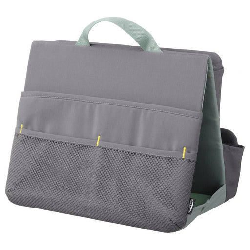 IKEA ÖVNING grey study organiser with green accents and mesh side pockets