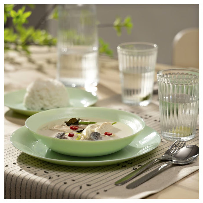 Ikea Place Mat, Deep Plate, and Paper Napkin Set, Multicolor Fruit Pattern, Light Green, White, 40x30 cm Mat, 20 cm Plate
