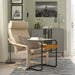 IKEA OLSERÖD side table holding laptop notebook and phone with fabric pouch for remote