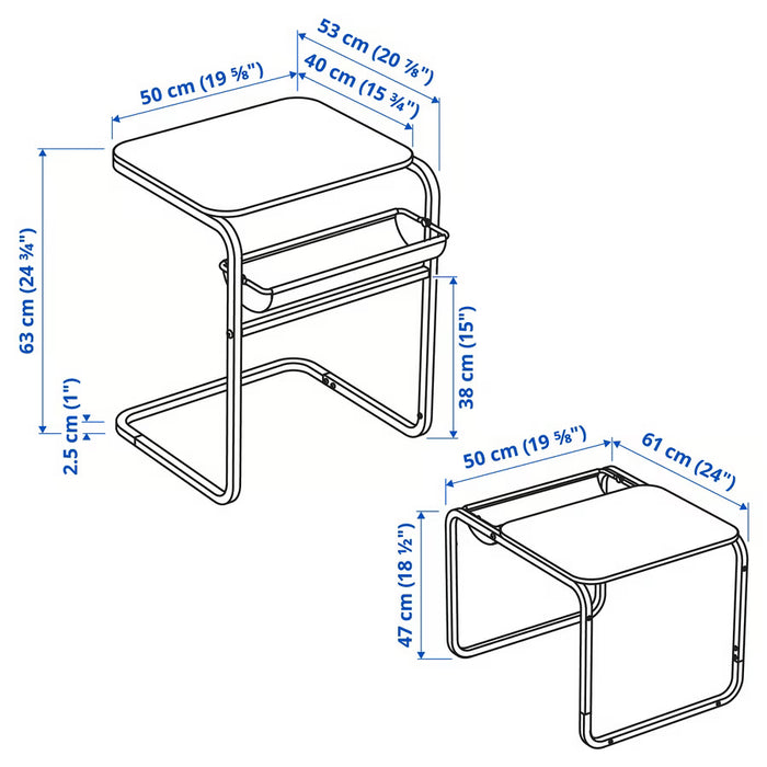 IKEA OLSERÖD Side Table — 2-in-1 Sofa & Coffee Table, Anthracite/Birch