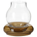 IKEA OMMJÄNGE glass tealight holder brown and clear mouth-blown 12cm rounded bulbous shape #10594595