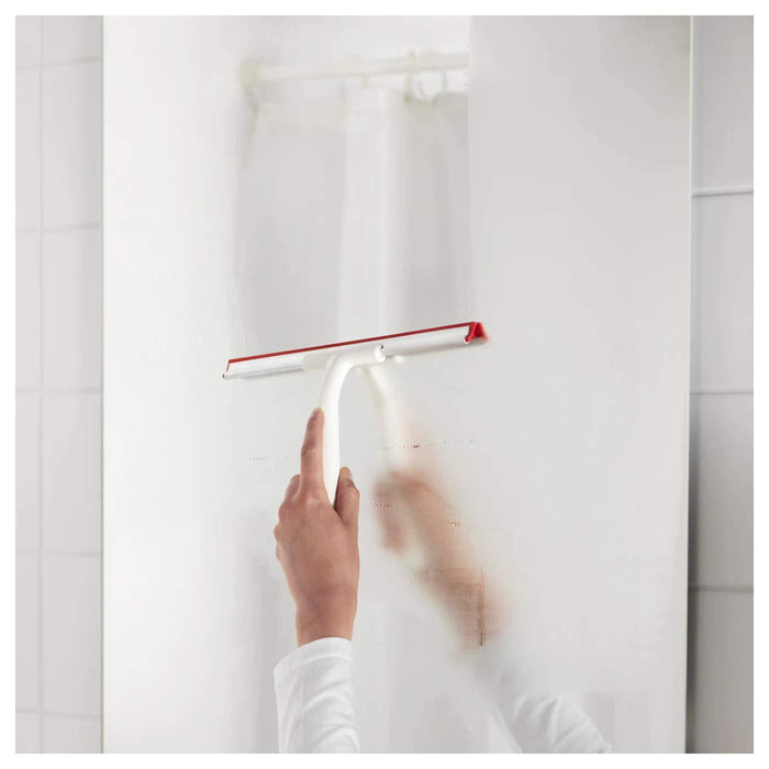 IKEA NISSÖGA Napkin, grey/dark blue, 35x35 cm (14x14 ") ( 4 pack) with LILLNAGGEN Squeegee, White
