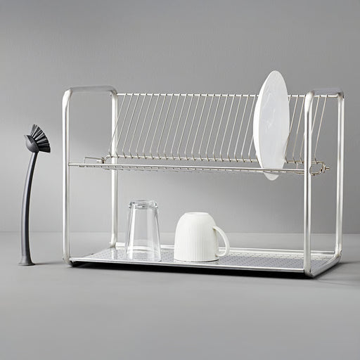 IKEA ORDNING stainless steel dish drainer 50x27x36 cm front view product shot