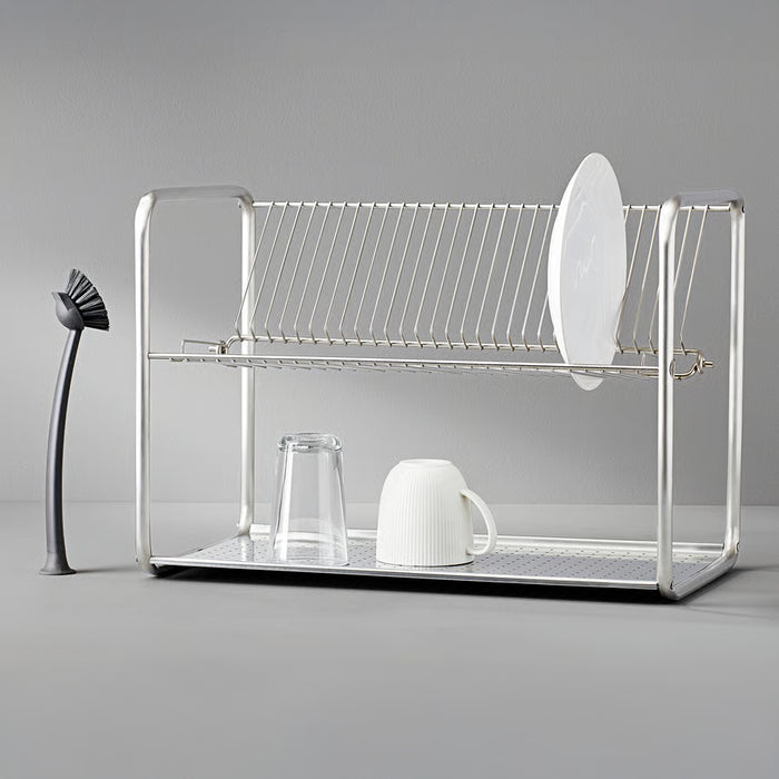 IKEA ORDNING stainless steel dish drainer 50x27x36 cm front view product shot